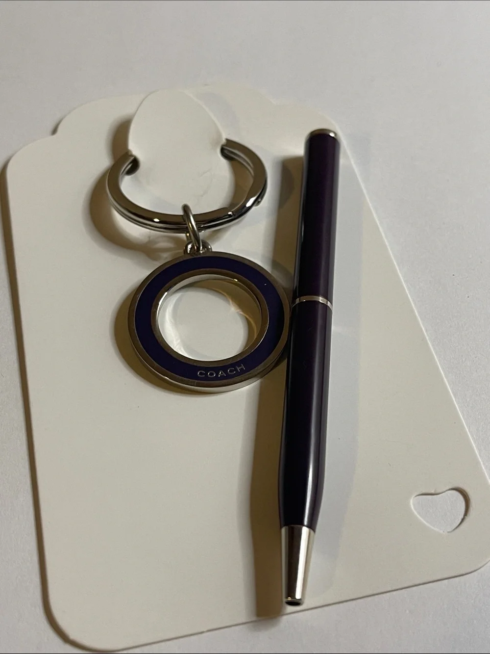 Coach Deep Purple Enamel Keyring Charm and Coach Pen
